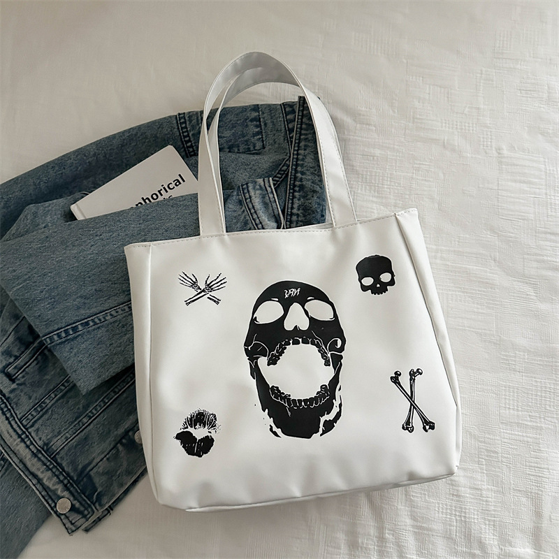 2024 nueva bolsa de estudio de dibujos animados de gran capacidad simple bolsa de compras de la serie de bosques bolsas de hombro blancas