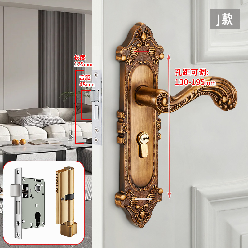 ヨーロッパの寝室のドアロック家庭用ユニバーサル屋内ドア木製ドアアルミ合金ドアハンドル電話機械式ドアロックサイレント|undefined