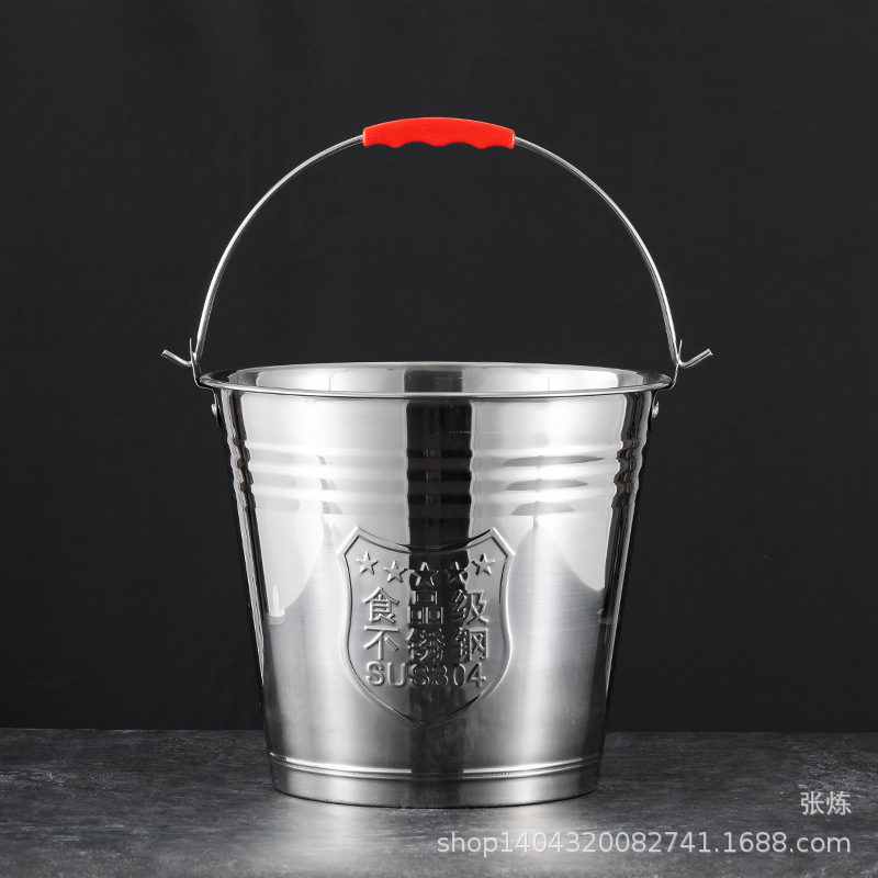 304不锈钢提桶加厚锥形水桶带盖手提桶油桶消防桶酒店提水桶
