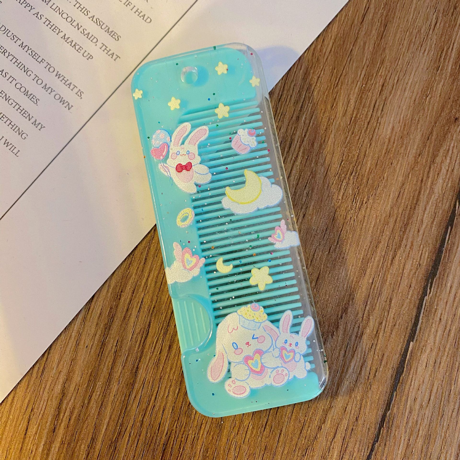 Estudiante de dibujos animados lindo peine conveniente pequeño peine chica corazón oso suave chica peine de pelo masaje mini peine