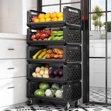 LQG特厚蔬菜架移动大容量厨房置物架果蔬微波炉杂物收纳架多功能
