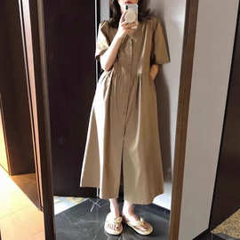 H23497小个子气质法式复古长裙夏冷淡风轻奢高级感桔梗连衣裙女