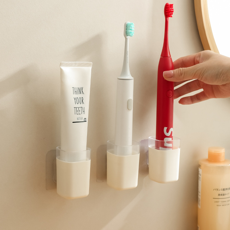 Toilet hole-free electric toothbrush holder, bathroom wall-mounted toothpaste and toothbrush wall-mounted shelf