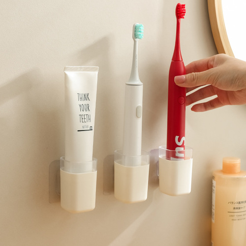 Toilet hole-free electric toothbrush holder, bathroom wall-mounted toothpaste and toothbrush wall-mounted shelf