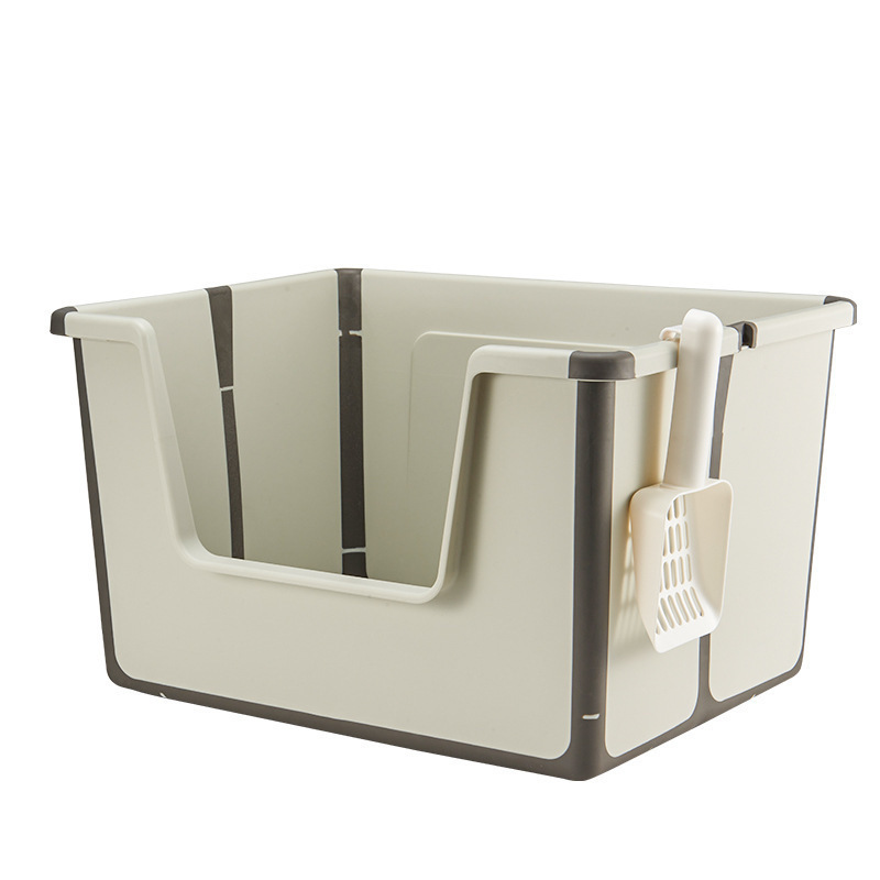Una caja de arena plegable para gatos, baño portátil para gatos, valla alta, caja de arena semicerrada, fábrica al por mayor