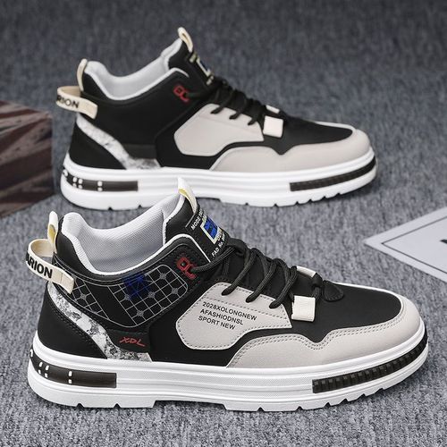 Spring Men's Shoes Breathable High-Top Shoes Men's Trendy Versatile White Shoes Thick Sole Sports Casual Sneakers Fashion Shoes