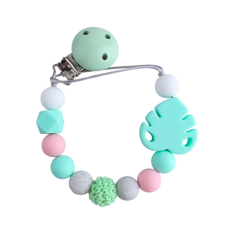 Bebé suministros DIY creativo Hemu chupete clip bebé calmante hoja de silicona molar juguete mordedor chupete cadena