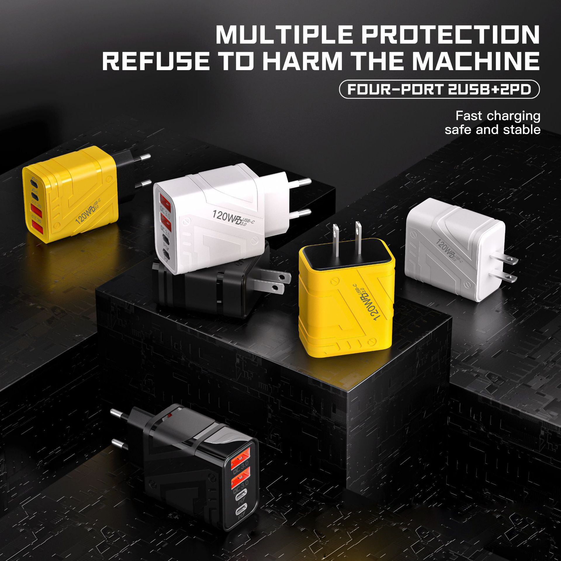 120w Mecha-style Dual Pd + Dual Usb Charger Suitable For Apple 16 And...
