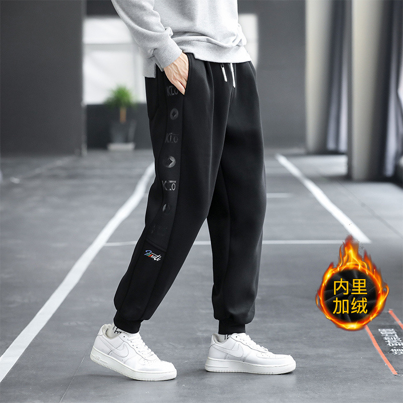 Pantalones de chándal de gran tamaño pantalones sueltos forrados de lana para hombre más tamaño Pantalones deportivos casuales gordos Otoño e Invierno ropa de hombre gordo de moda