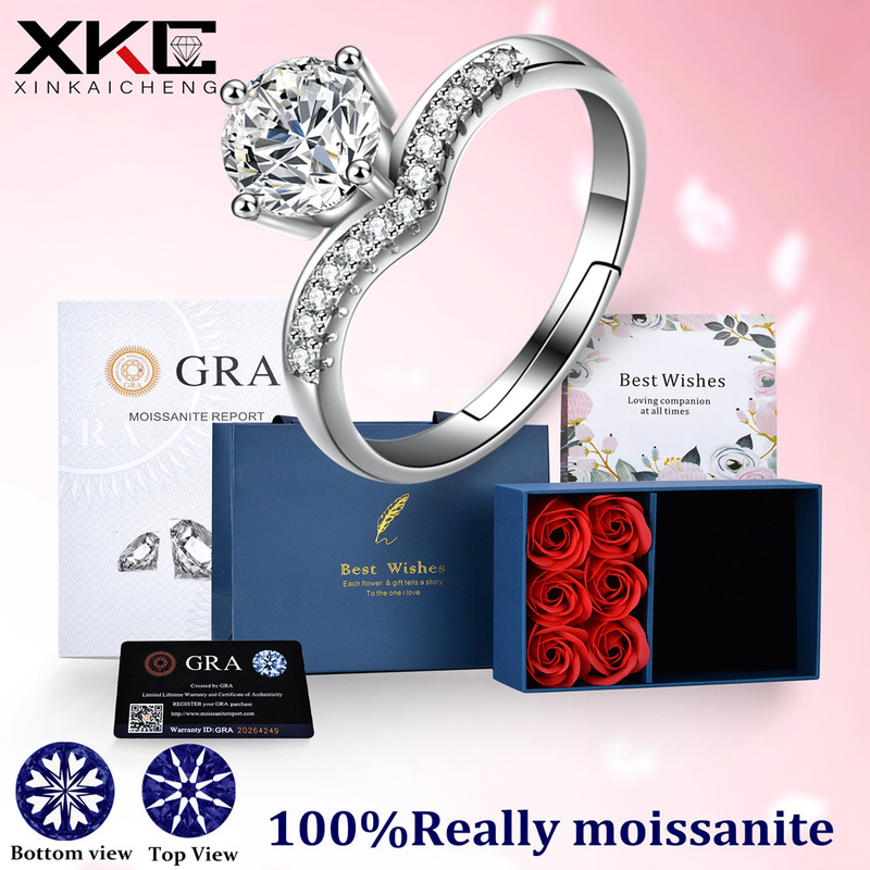 Foreign trade s925 sterling silver ring women's moissanite 1 karat childe to ring fashion Korean version of Europe and the United States adjustable