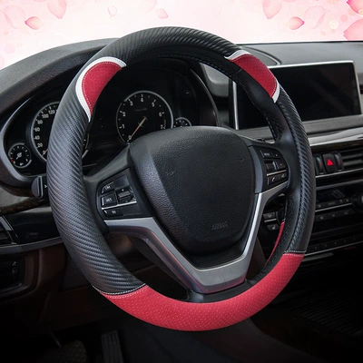 Steering wheel cover Cover Four Seasons Neutral Car - round-black-red-38cm