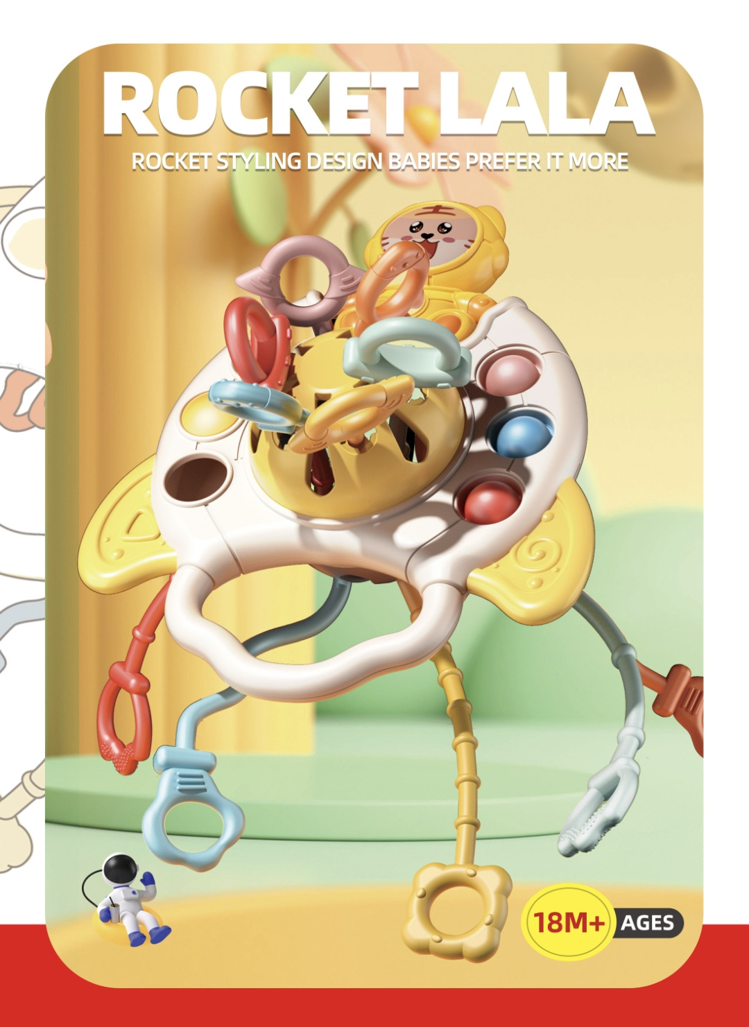 Bombeo de música bebé recién nacido rompecabezas puede morder agarre entrenamiento infantil juguetes de educación temprana 1-3 años de edad traqueteo Lala música