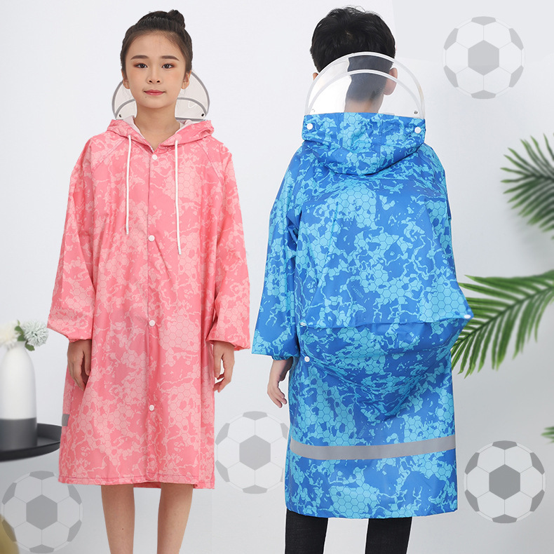 Wholesale Raincoats for Middle and High School Students, Children's Raincoats with Double Brim, Boys and Girls Backpack Raincoats, Heavy Rain Protection, Hiking Raincoats