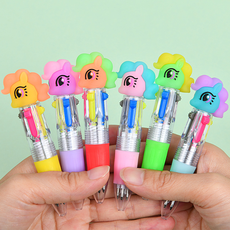 Bonito pony de dibujos animados mini bolígrafo multicolor bolígrafo multicolor estudiantes premios papelería al por mayor