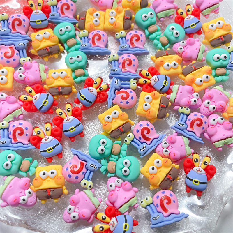 Tamaño pequeño esponja bebé resina accesorios DIY crema pegamento horquilla teléfono móvil Shell brillante cangrejo pequeño colgante al por mayor