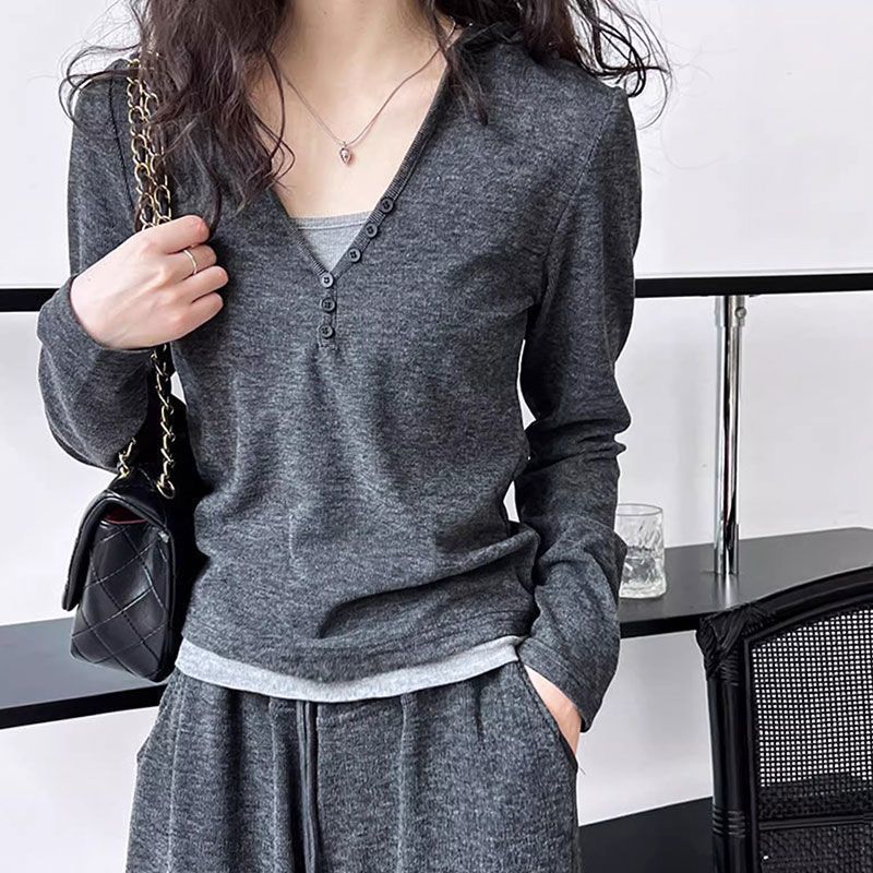 Nuo Mi three-piece casual sportswear set, long-sleeved top, women's high-waisted long pants, wide-leg pants, suitable for autumn
