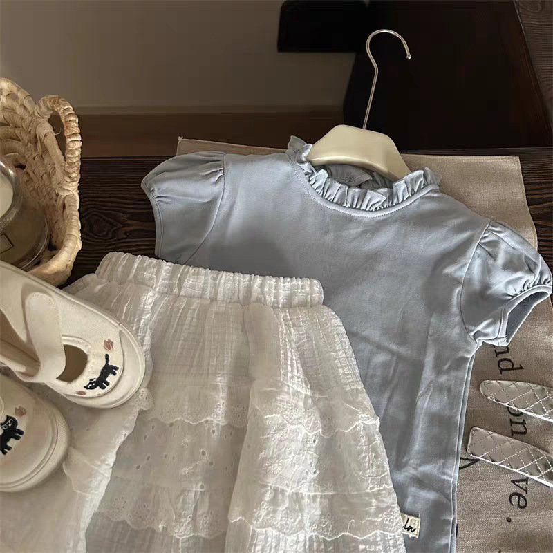 Estrella infantil coreana nueva primavera y verano ropa de niñas niños encaje hueco falda de busto falda de aire al por mayor de la moda