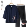 中年妈妈夏季印花上衣