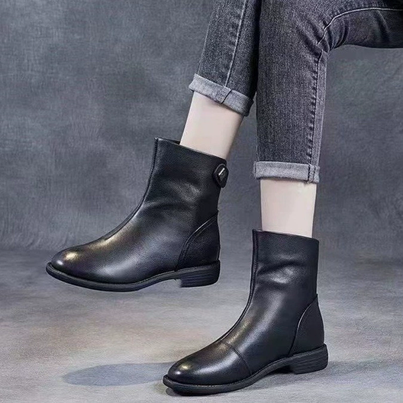 Martens, winter fleece universal low boots English style, chelsea, British style, 2025 years
