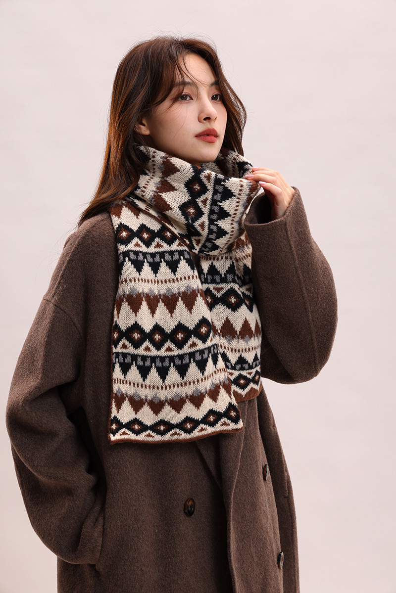 Jacquard Herbst Winter, koreanische Version und Hut, zweiteiliges Set, Schal für Frauen, vielseitig, Studentin, Paar, warmer Schal_voghion.com