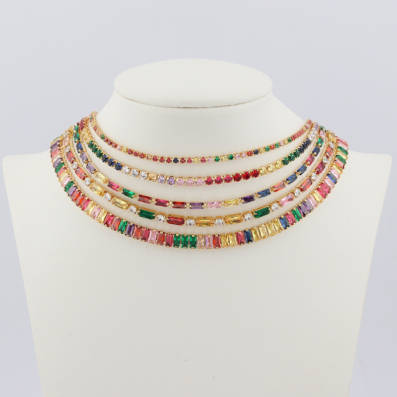 Shiny Geometric Copper Gold Plated Zircon Necklace