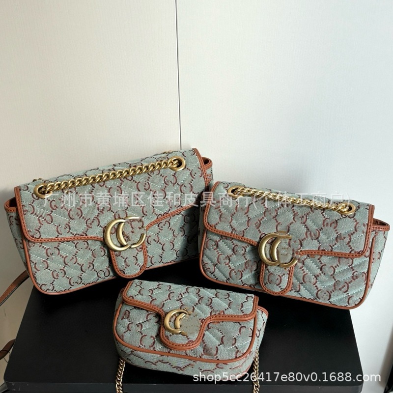 2025 New Gg Mammon Single Shoulder Crossbody Bag Cross-Border Foreign Trade Fashion Chain Underarm Bag Versatile Retro Small Square Bag