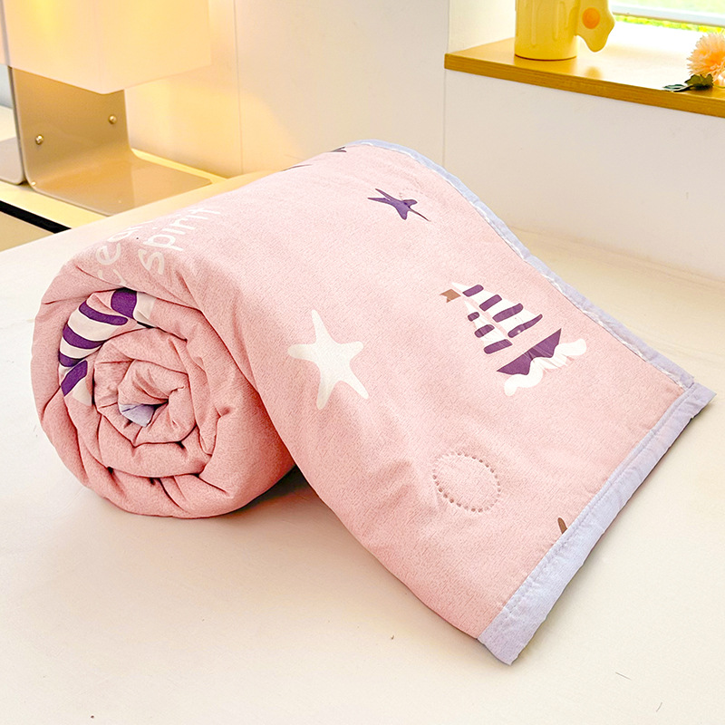 Suministro de 2025 nueva colcha de verano doble fresca pequeña, lavable a máquina, colcha de aire acondicionado para niños floral de algodón lavado, fresco de verano en casa