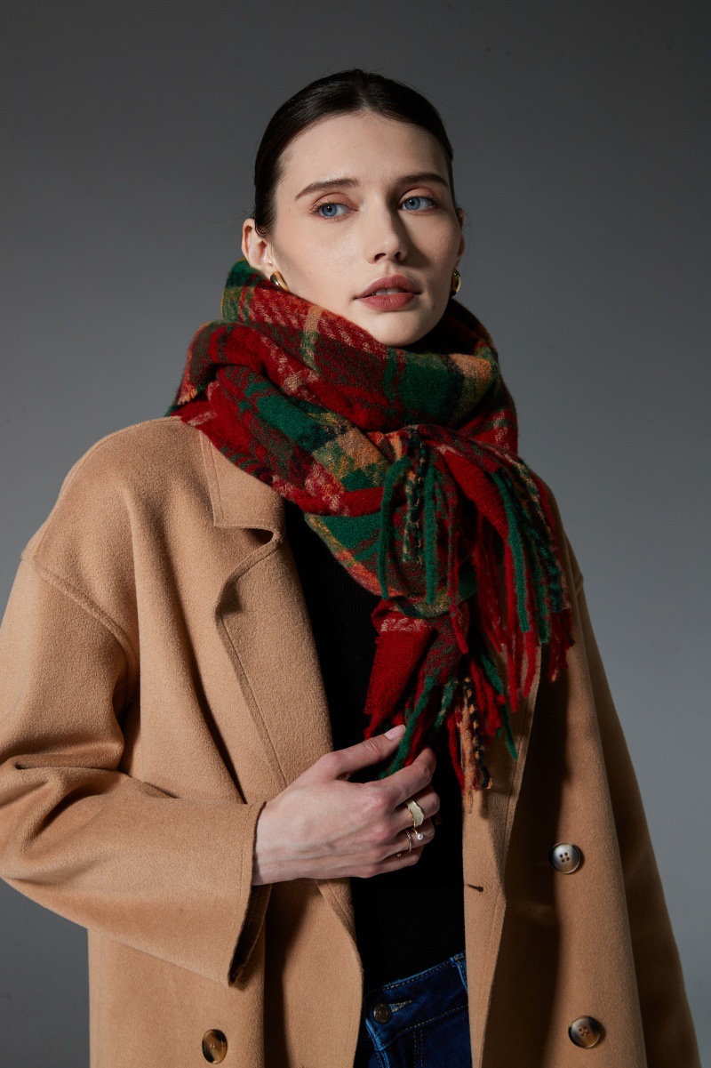 Christmas Plaid Tassel Scarf For Men And Women, Festive Style_voghion.com