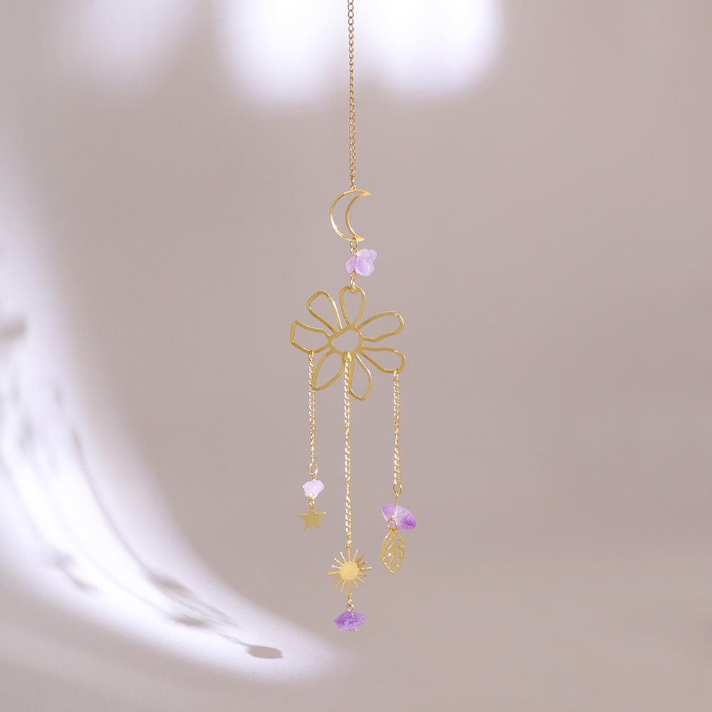 Einfacher Stil Mond Blumen Kristall Kristall Kupfer Sonnenfänger Windspiel Wand Kunst display picture 6