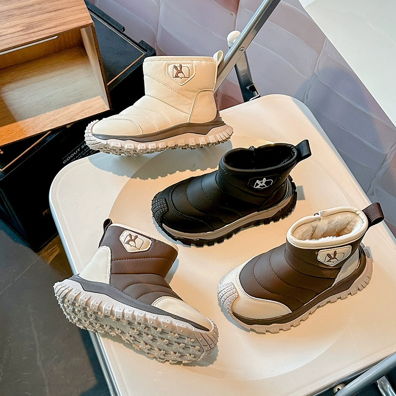 Снежные сапоги для девочек бархатные утолщенные теплые детские сапоги с короткими трубками