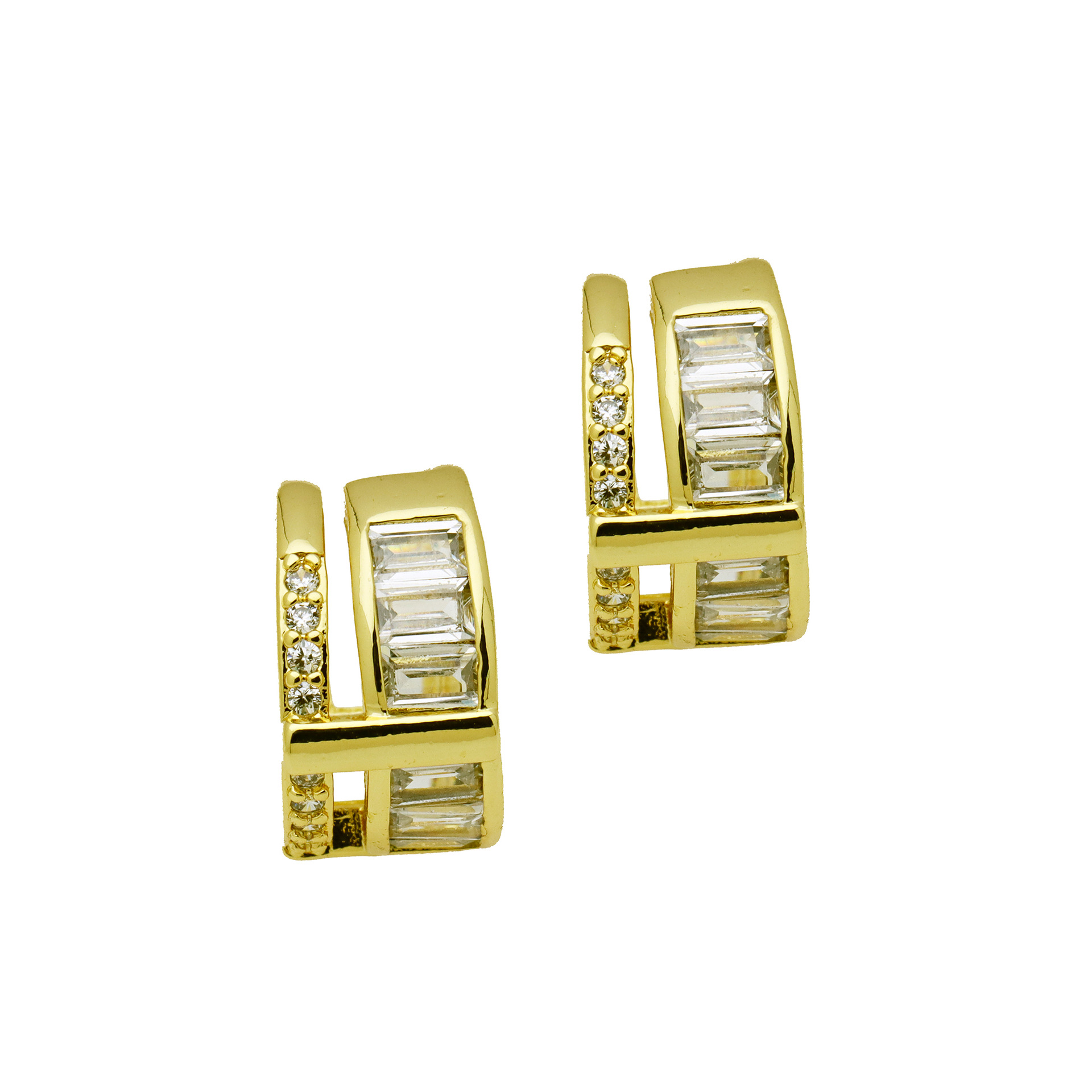 Women's Gender 1 Pair Shiny IG Style Geometric Heart Shape Inlay Copper Zircon 18K Gold Plated Ear Cuffs