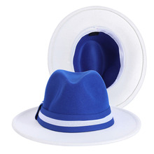 双拼色晚礼服帽子英伦爵士帽宽檐新款欧美风时尚绅士帽子跨境批发
