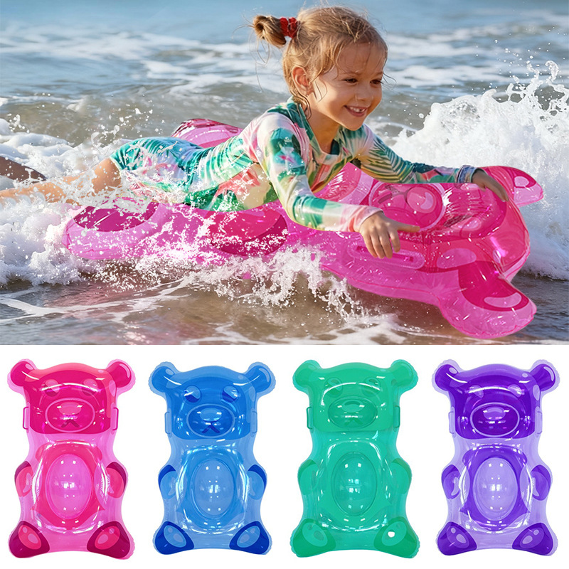 Cross-Border New Jelly Bear Inflatable Surfboard Sea Entertainment Portable Thickeneded Pvc Transparent Kidsren's Water Ski Board