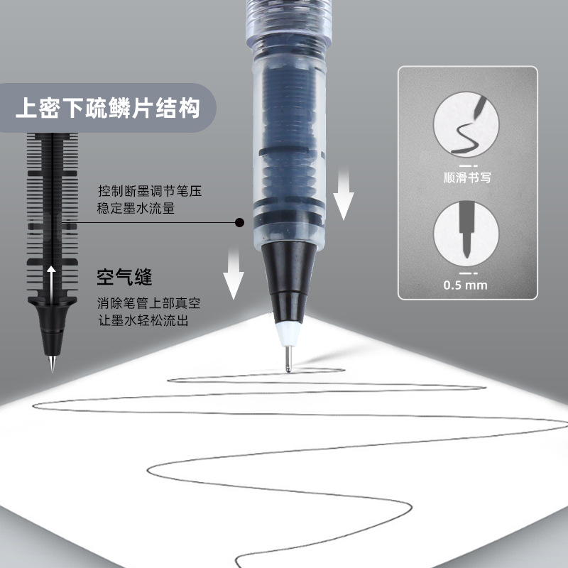 R8102 pluma de agua líquida recta estudiante Oficina papelería recta bolígrafo líquido de gran capacidad 0,5mm gel pluma