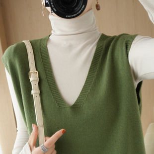 Sweater Vest Women's V Neck Loose Outer Wear Autumn and Winter New Sleeveless Bottoming Vest Slim Vest Knitwear