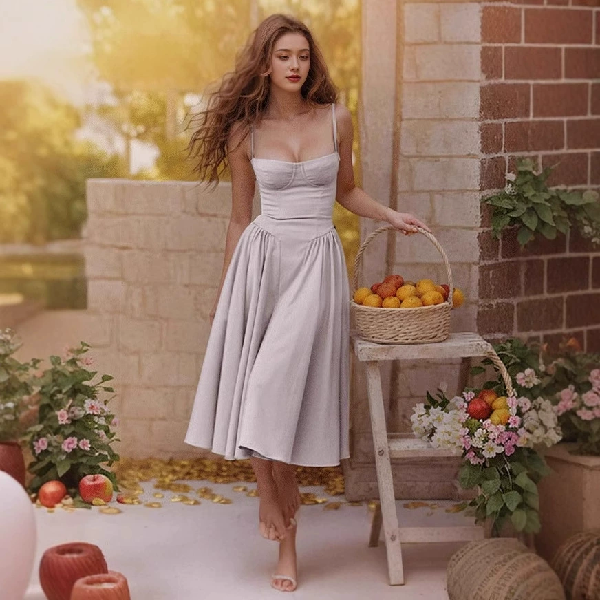 2025 весна и лето AliExpress Amazon Европейская и Американская трансграничная женская одежда оптом новый сплошной цвет сексуальное платье