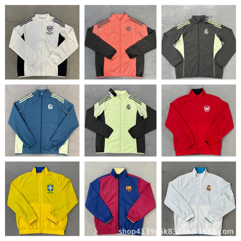 2526 Windbreaker Real Madrid Juventus Liverpool Bayern Barcelona Manchester United Rome Sports Football Uniform Retro Trendy