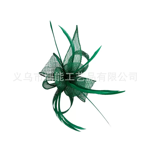 Amazon Hot Selling European and American Banquet Small Hair Accessories Bride Feather Hair Accessories Ball Photo Hemp Yarn Headwear