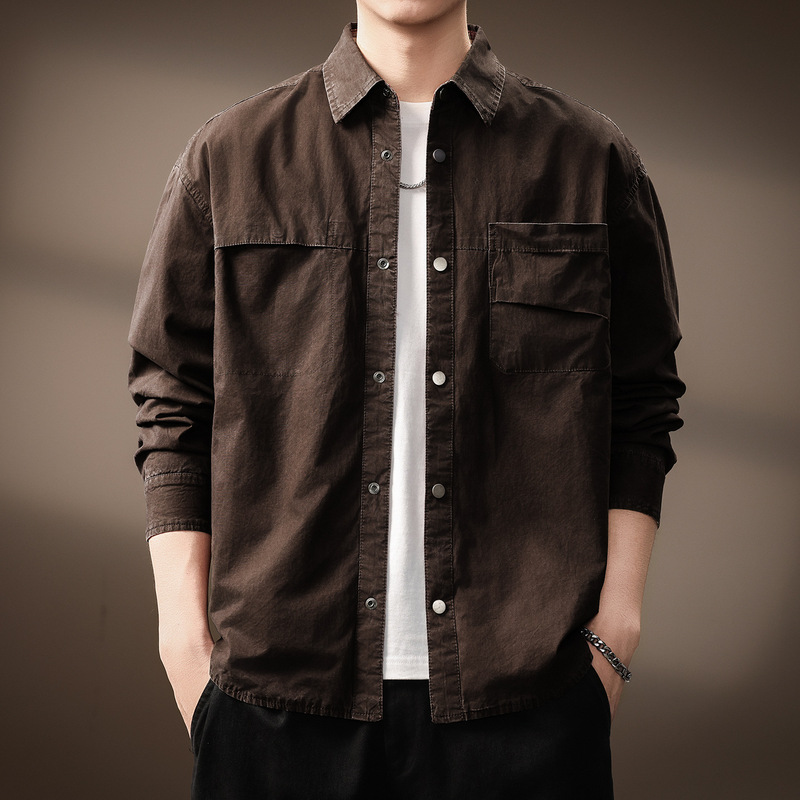 [Reversible] High-End American Retro Plaid Long-Sleeved Shirt for Men in Autum New Loose Casual Shirt Jacket