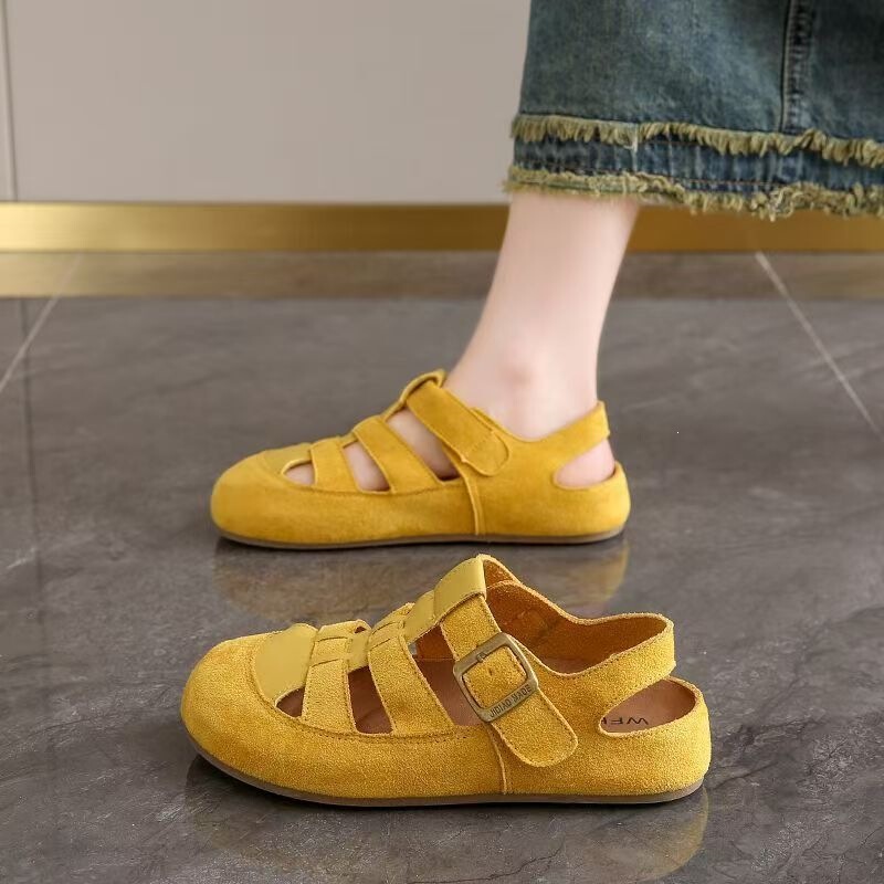 2026 Summer New Roman Sandals Full-Coverage Clogs Retro Forest Style Sandals Hollow Breathable Woven Pig Cage Shoes