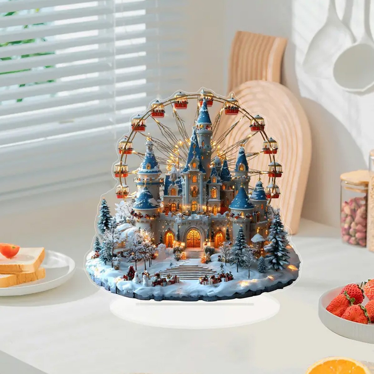 Cross-Border Winter Castle Ferris Wheel Flat Acrylic Desktop Holiday Christmas Decoration Perfect Christmas Decoration Ornaments