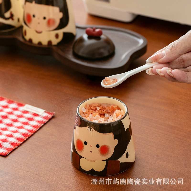 レトロガール調味料瓶セットホームキッチン塩瓶セラミックチリ瓶特別に美しい誕生日プレゼント女性のための|undefined