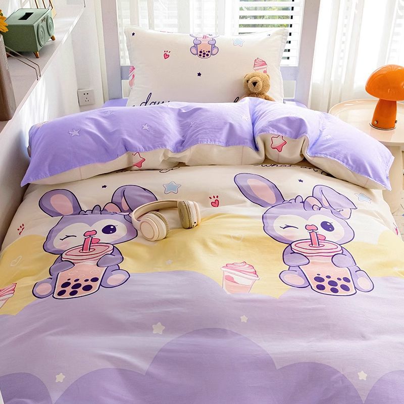 100 algodón dormitorio de estudiantes cama de tres piezas 90x190 funda de edredón sábana 0,9 m funda de edredón cama individual de cuatro piezas