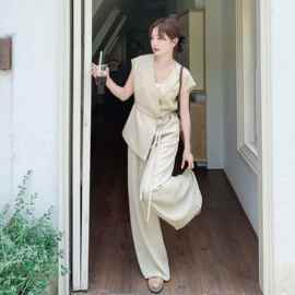 【新款女装夏装】补单款老钱风上衣+裤子俩件套