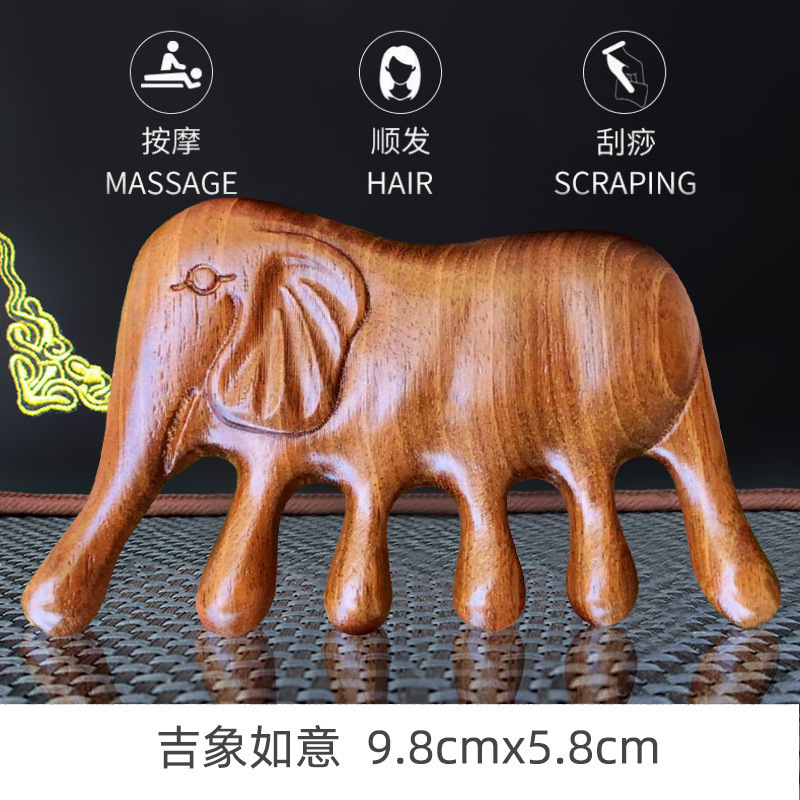 正品紫檀木五爪鹿角耙按摩头部按摩器疏通经络梳头皮头疗梳经络梳|undefined