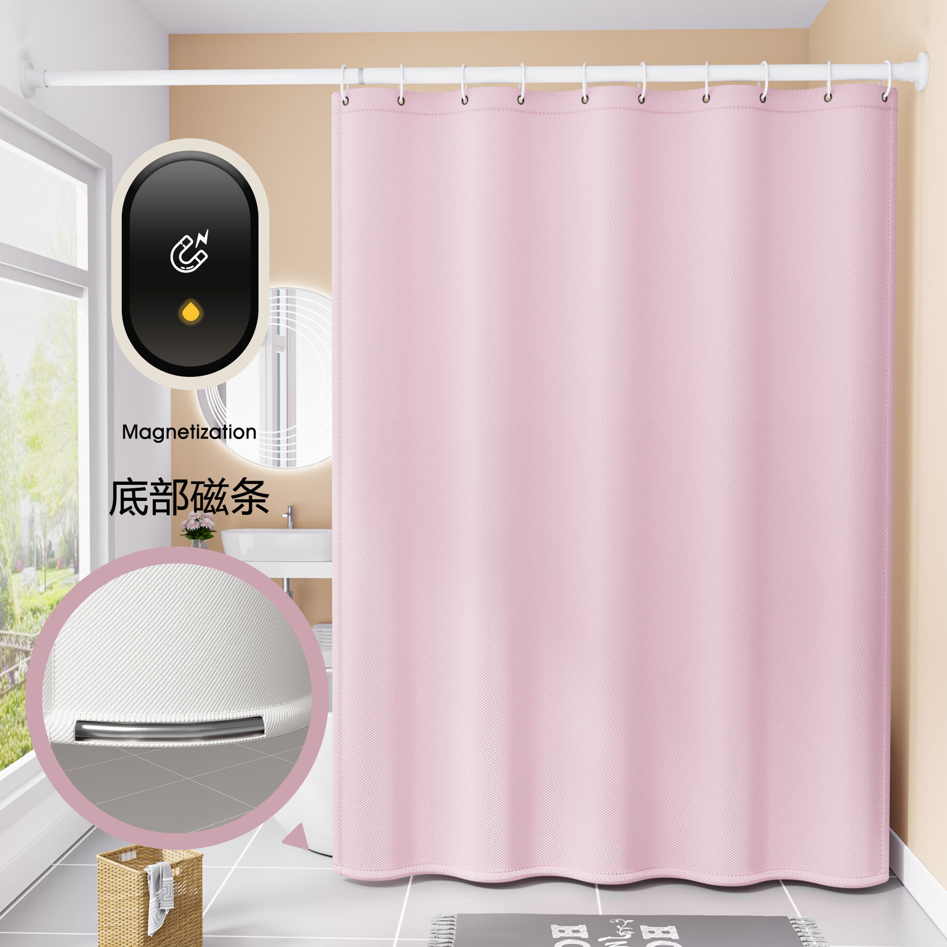 Transfronterizo de poliéster cortina de ducha de color sólido engrosada impermeable y a prueba de moho baño hotel partición cortina fabricante