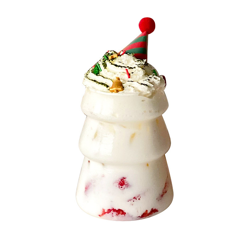 Tazas de vidrio de Navidad resistentes a altas temperaturas de jugo de frutas tazas de bebidas frías tazas de café tazas de diseño de alto valor visual nicho
