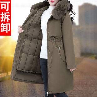 Cross-Border Southeast Asia Wholesale Three-In-One Detachable Parka Women's Winter Mid-Length Cotton Coat Jacket