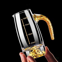 金山金箔白酒杯分酒器家用水晶玻璃分酒盅红酒分酒器酒店饭店