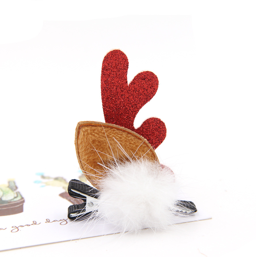 Fashion Antlers Cloth Pom Poms Hair Clip 2 Pieces display picture 1